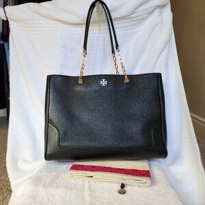 Tory Burch Marsden Black Pebbled Leather Tote